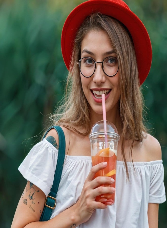 KFHENSOMR 200 Pcs Pink Straws High Flexible Plastic Straw Disposable Solid Colors Drinking Straws Bendy 8.46" X 0.19" Pink for Home Use Milk Juice Drinks - Image 5